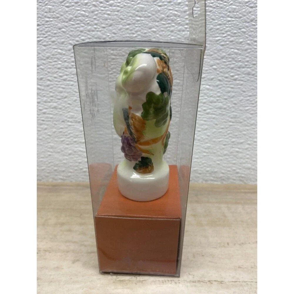 2001 Cera Vino Ceramic Bottle Stopper Sheep Ram And Grapes New In Box